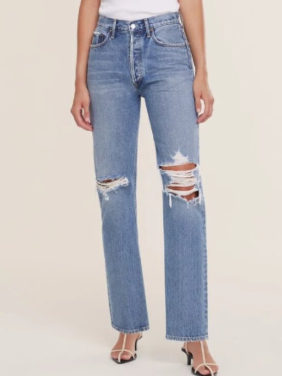 Agolde Denim - NWT AGOLDE Lana Mid Rise Vintage Straight Distressed Jeans 29